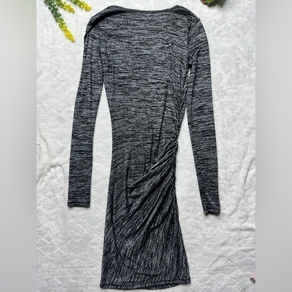 rag & bone Twist Ruched Long Sleeve Bodycon Mini Dress in Heathered Black XS - Picture 3 of 14